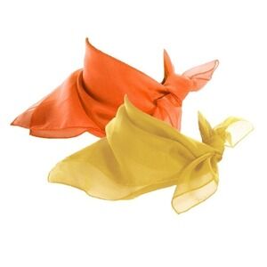 50s Style Sheer Chiffon Square Scarves Set 1 Orange and 1 Yellow Scarf - Hey Viv